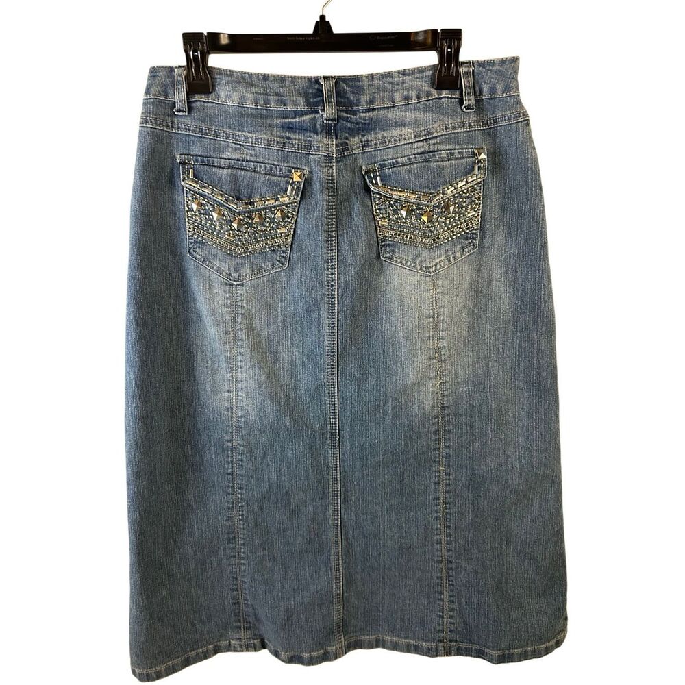Cato denim jean skirt maxi size 10 studs rn#37080